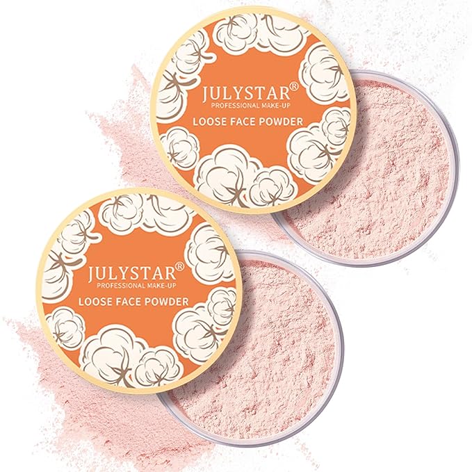 2PCS Pink Setting Powder Loose Face Powder Matte Soft Smooth Oil Control Long Lasting Loose Setting Powder Makeup for Natural Flawless（02# Pink Complexion）-FemmiqueWomen