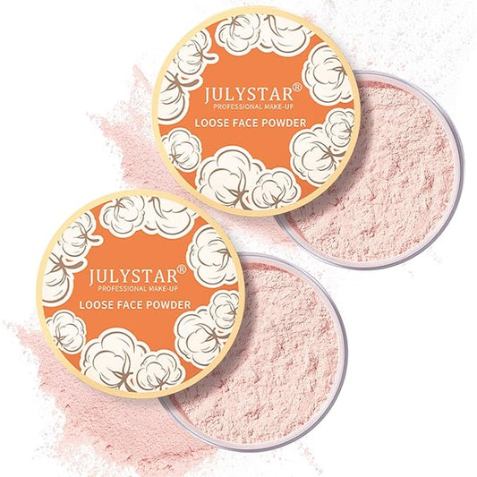 2PCS Pink Setting Powder Loose Face Powder Matte Soft Smooth Oil Control Long Lasting Loose Setting Powder Makeup for Natural Flawless（02# Pink Complexion）-FemmiqueWomen