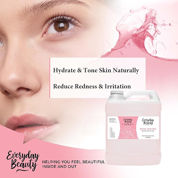Rose Water Facial Toner Bulk - 1 Gallon Alcohol-Free Vegan All Natural Refreshing for Face and Hair - Uplifts, Calming & Soothing for All Skin Types-FemmiqueWomen