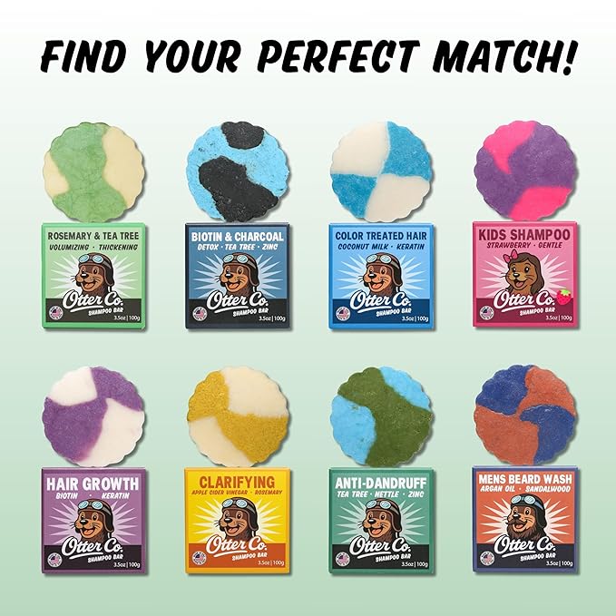 Otter co. Tea Tree and Rosemary Volumizing and Thickening Shampoo Bar - Olive Oil, Green Tea, Nettle, Zinc – Vegan, Sulfate Free & Non Toxic – Women and Mens Shampoo, All Hair Types, Made in USA-FemmiqueWomen