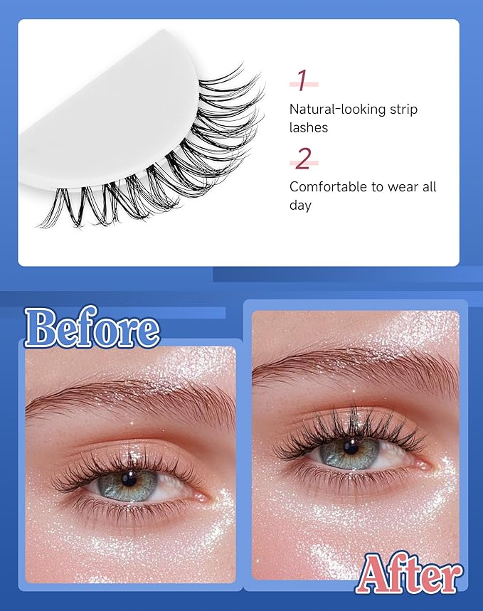 Lashes Wispy Short Eyelashes Natural Look False Eyelashes Strip Eye Lash Soft Lashes Fluffy Pack 7 Pairs Everyday Lash SF-03-FemmiqueWomen