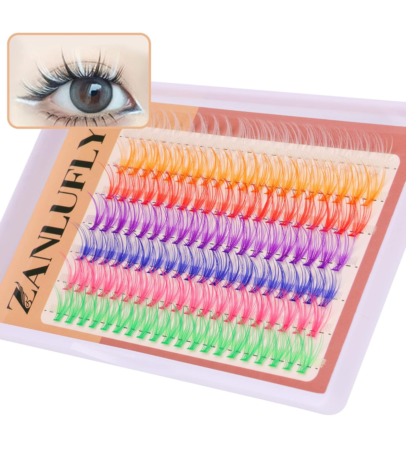 Colored Lashes Cluster Eyelashes Individual DIY Lashes Extensions 7 Colors Eye Lashes Extensions 140 PCS Clusters False Lashes DIY at Home Set Pack（14MM）-FemmiqueWomen