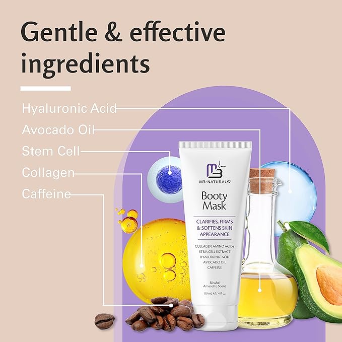 Moisturizing Butt Mask for Women - Butt Firming Mask and Caffeine Cellulite Cream for Thighs and Buttocks with Collagen - Clarifying Butt Firming Cream for Cellulite KP and Dry Skin by M3 Naturals-FemmiqueWomen