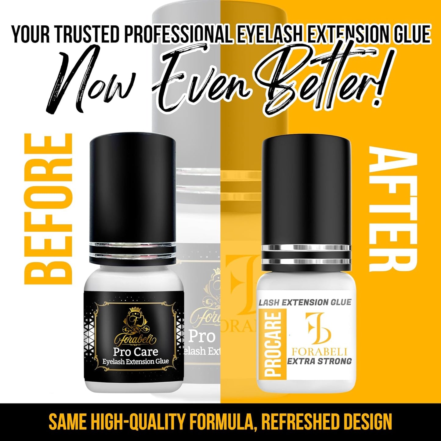 Forabeli Pro Care Lash Extension Glue, 1–2 Sec Fast Dry, 8 Week Retention, Advanced Bonding System, Professional Eyelash Extension Glue, Lash Adhesive for Eyelash Extensions-FemmiqueWomen