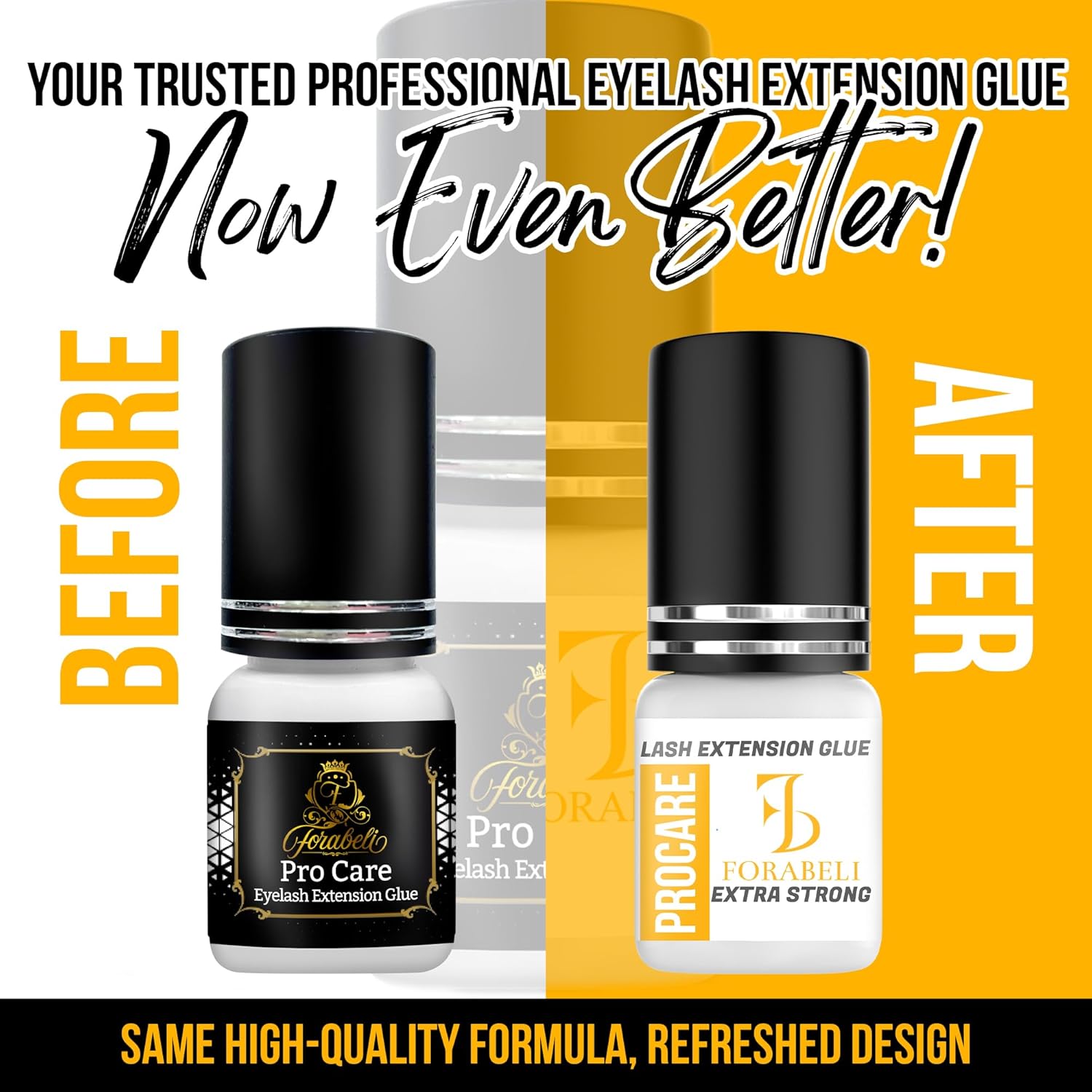 Forabeli Pro Care Lash Extension Glue, 1–2 Sec Fast Dry, 8 Week Retention, Advanced Bonding System, Professional Eyelash Extension Glue, Lash Adhesive for Eyelash Extensions-FemmiqueWomen