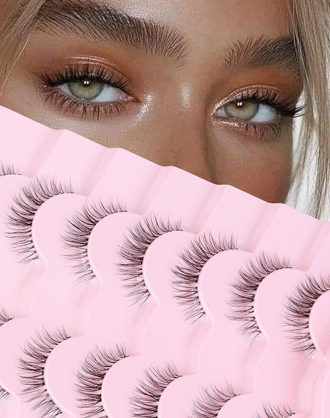 Natural Lashes False Lashes False Eyelashes Wispy Lashes Natural Eyelashes Wispy Eye Lashes Clear Band Lashes UP15-FemmiqueWomen