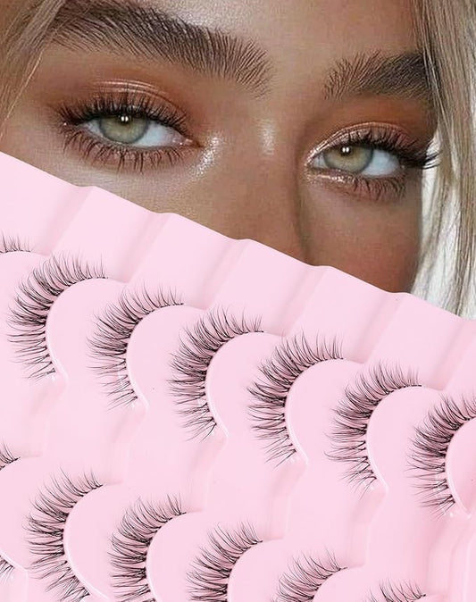 Natural Lashes False Lashes False Eyelashes Wispy Lashes Natural Eyelashes Wispy Eye Lashes Clear Band Lashes UP15-FemmiqueWomen
