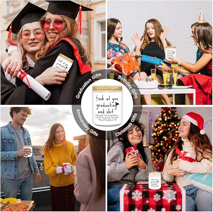 Graduation Gifts, 2025 Funny Graduation Gifts for Her Him, Best Grad High School Congratulations College Masters PhD Degree Nurse - Lavender Scented Candles