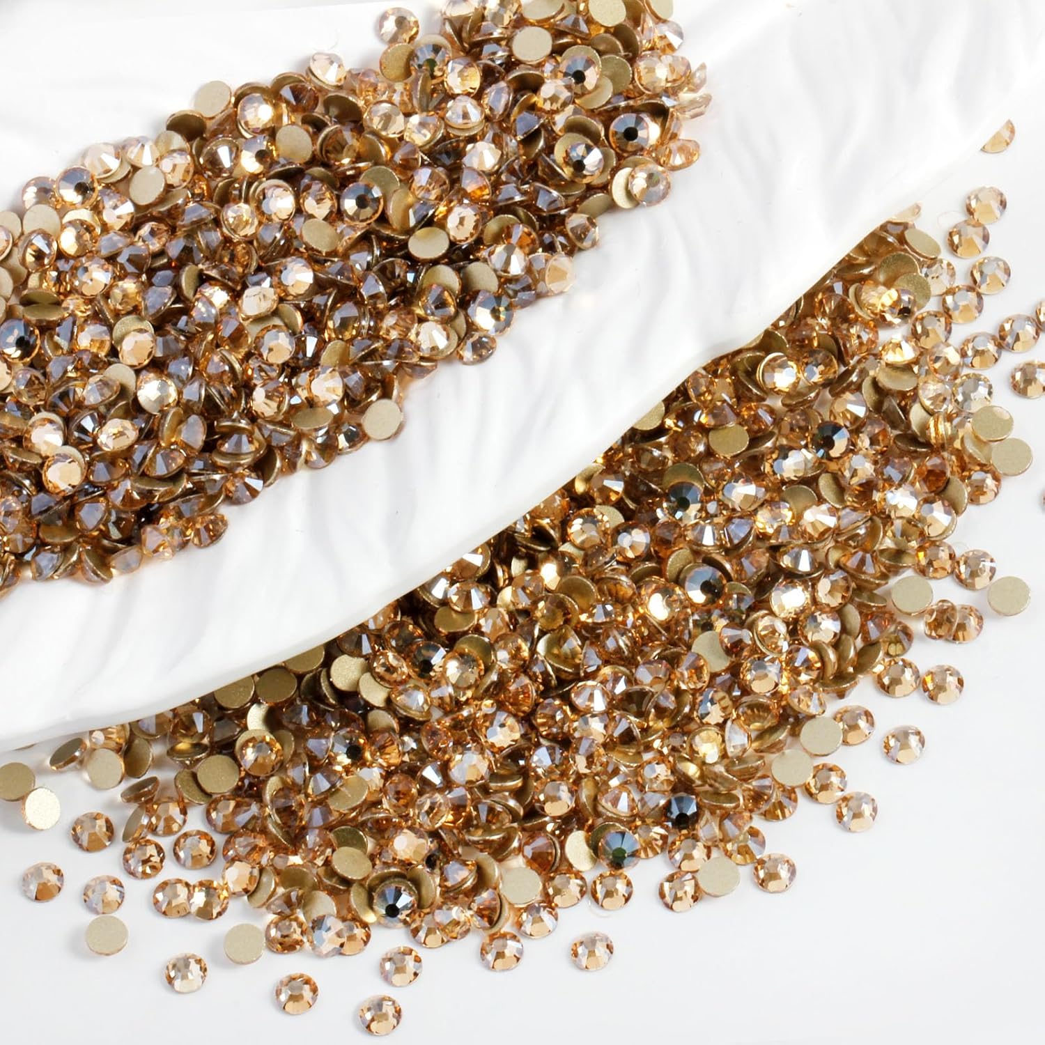 3000 PCS SS10 Flatback Rhinestones,12-Facet Diamond-Cut Glass Gems for Nail Art,Clothing,DIY Crafts,Glue-On Decoration Stones with Silver Backing,Golden Shadow-FemmiqueWomen