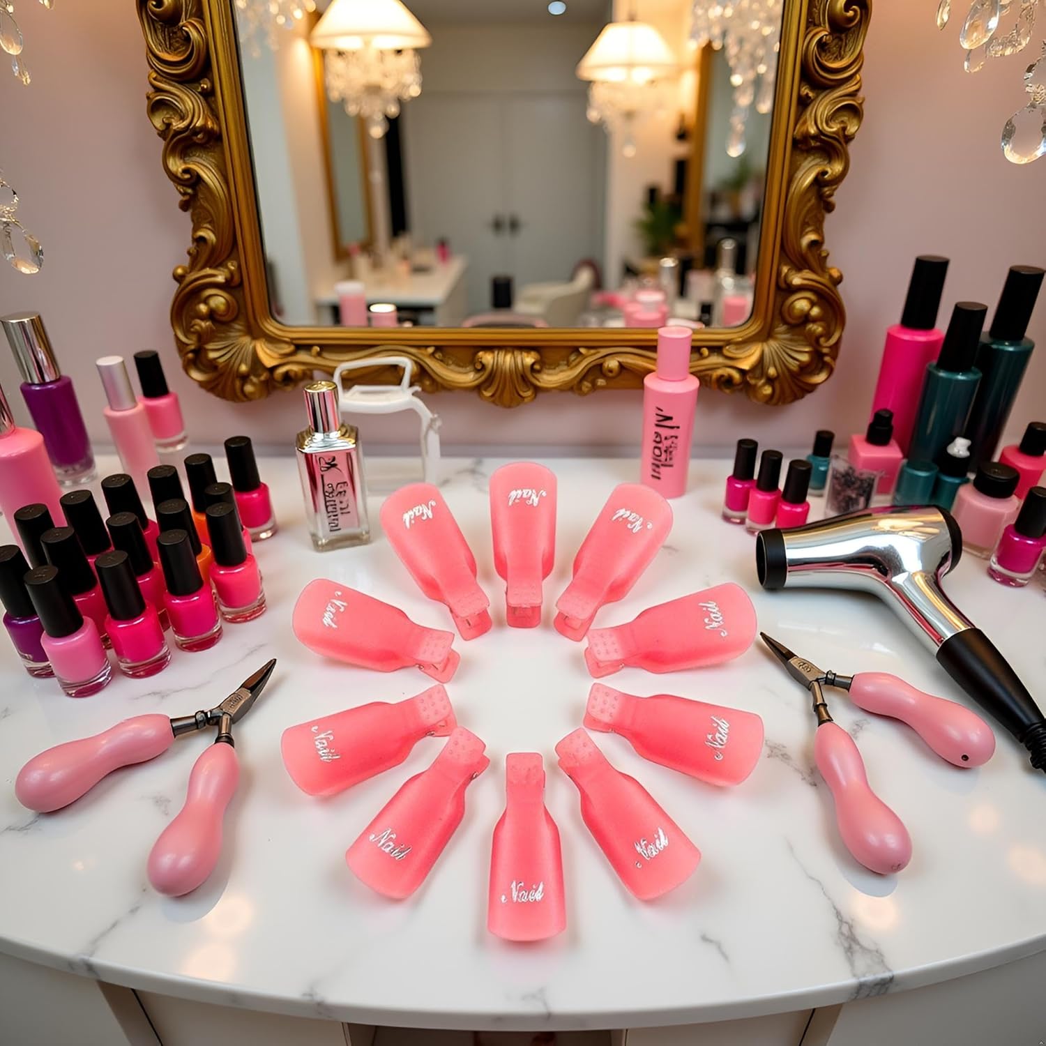 10 Pcs Pink Plastic Acrylic Nail Art Soak Off Cap Clip UV Gel Polish Remover Wrap Tool Gel Nail Polish Remover Clips for Fingernail Removal Soak Off Clips Wrap Cleaner Cap Clip Nail Polish Removers-FemmiqueWomen