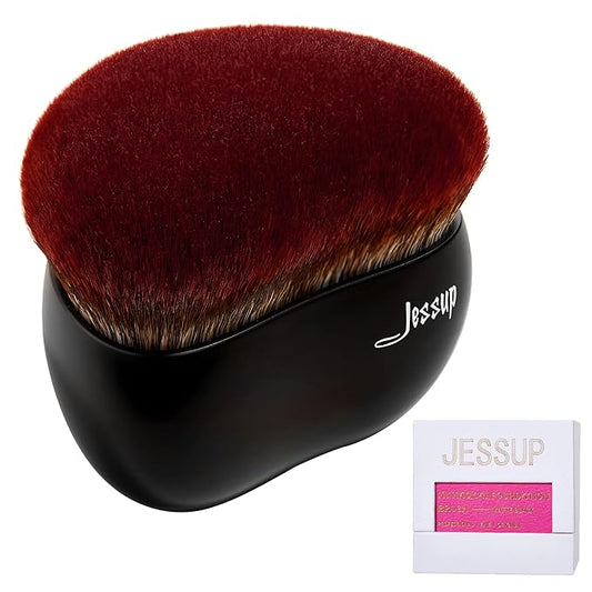 Jessup Foundation Brush Large Kabuki Makeup Brush for Face Body Blending Buffing Stippling Liquid Powder Cream Flawless with Gift Box, Black SF001-FemmiqueWomen