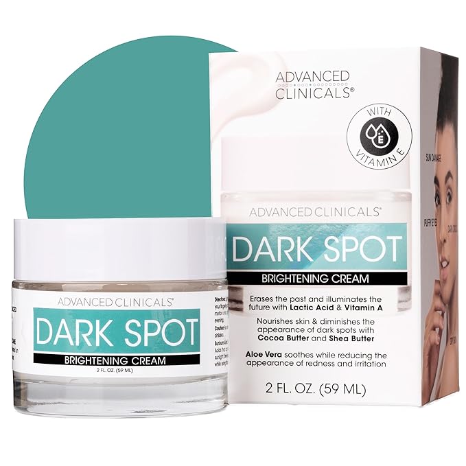 Advanced Clinicals Dark Spot Face Moisturizer | Lactic Acid Lotion For Face With Caffeine, Cocoa Butter, & Vitamin A | Brightening Cream Visibly Reduces Look Of Dark Spots & Uneven Skin Tone, 2 Fl Oz-FemmiqueWomen