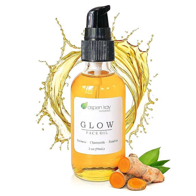 Glow - Turmeric & Rosehip Face Oil, Natural & Organic Face Moisturizer with Turmeric, Camellia, Sea Buckthorn and Chamomile - Facial Serum - 2 oz-FemmiqueWomen