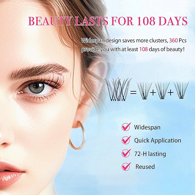 Lash Clusters - Lash Clusters Kit Mix Manga Lash Clusters 0.07D Lashes Clusters Anime Lashes Ultra-Thin Invisible Band 0.05mm DIY at Home No Lash Glue Included-FemmiqueWomen