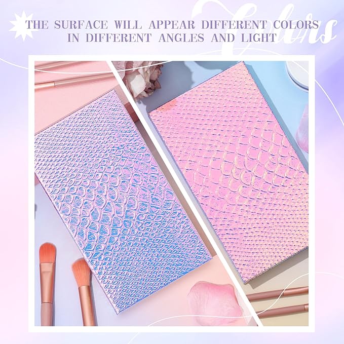 2 Pieces Magnetic Palette Mermaid Empty Palette with Mirror and 36 Pcs Adhesive Metal Empty Palette Stickers Large Mermaid Makeup Empty Palette for Eyeshadow Lipstick Blush Powder-FemmiqueWomen