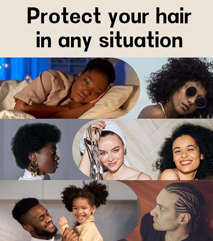 100% Mulberry Silk Bonnet for Sleeping for Curly Hair and Braids, Wrap with Adjustable Strap for Women and Men,Real Silk, Not Satin（1Pc,Black）