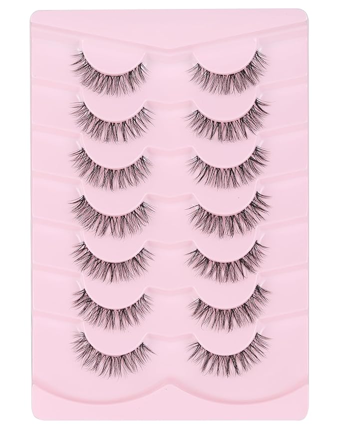 Lashes Wispy False Eyelashes Natural Mink Lashes Small Strip Lashes Wispies Eyelashes Short Eyelashes Natural Look Eye Lashes Pack 7 Pairs-FemmiqueWomen