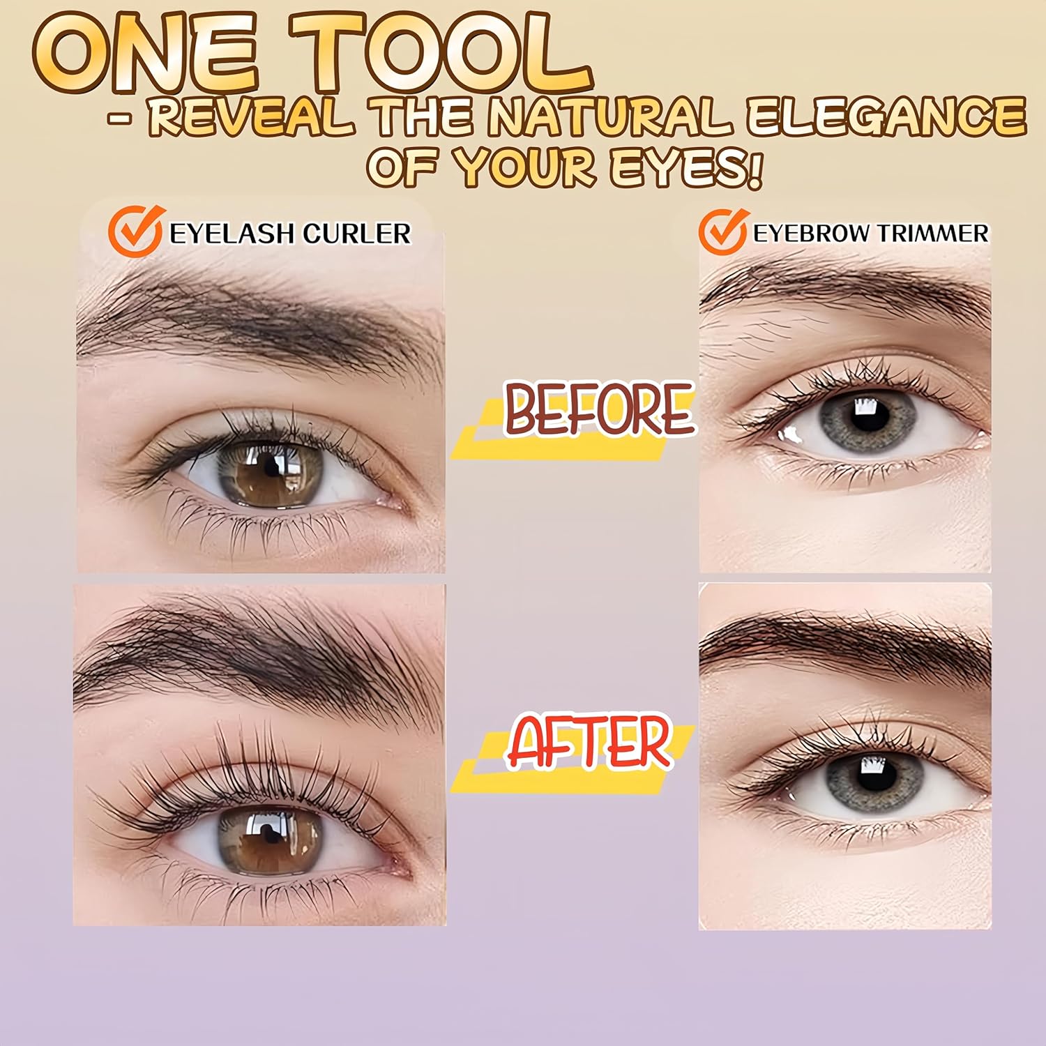 2025 Upgraded Heated Eyelash Curler - 2-in-1 USB Rechargeable Electric Eyelash Curler & Eyebrow Trimmer, Fast Heating in 6s, Anti-Burn Design, 24H Long-Lasting Effect, Gift for Women (Pink)-FemmiqueWomen