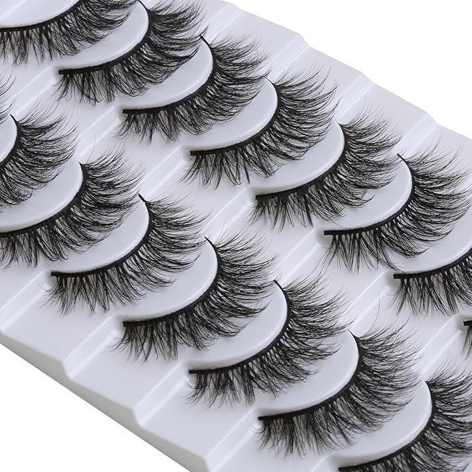 SUNWELL False Eyelashes 16mm Mink Lashes Faux Mink Lashes 8D Fluffy Strip Eye Lashes Wispy Soft Luxury Volume Fake Eyelashes 10 Pairs Pack-FemmiqueWomen
