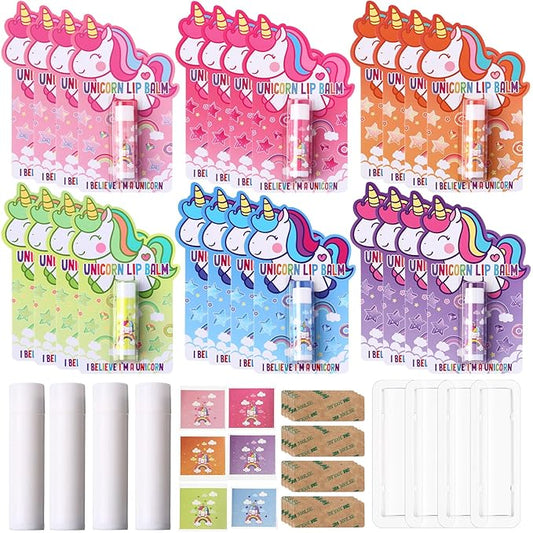 24 Sets Unicorn Party Favors Lip Balms Bulk for Kids Birthday Party Moisturizing Lip Balm for Unicorn Themed Celebration Gifts Lip Care Products for Classroom Rewards Favor Party Supplies-FemmiqueWomen
