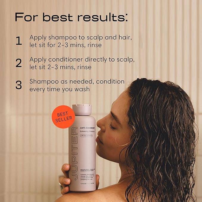 Jupiter, Physician-Formulated Anti-Dandruff Shampoo & Conditioner, for Flaky, Itchy, Oily, Dry Scalp, Vegan, Sulfate-Free, Color-Safe, & Paraben-Free, Dry Scalp Shampoo and Conditioner for Women & Men-FemmiqueWomen