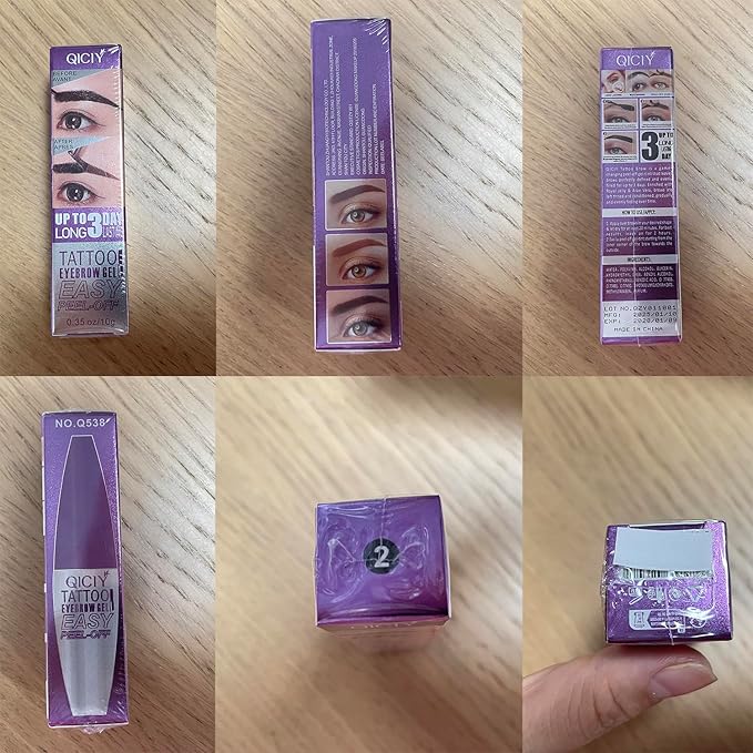 2pcs Light Brown Tattoo Eyebrow Gel Tinting, Waterproof & Transfer-proof for Fuller Brows, Suitable for All Skin Types (Light Brown, 2Pcs)-FemmiqueWomen