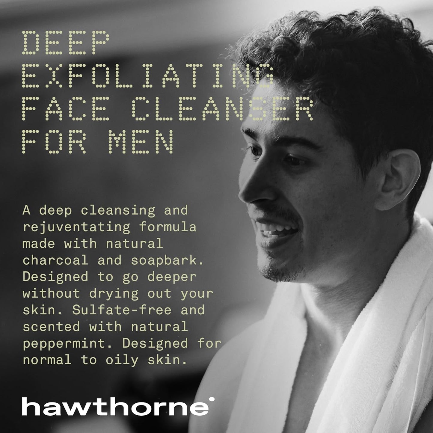 Hawthorne Men's Deep Exfoliating Charcoal Face Wash Cleanser For Normal to Oily Skin. Eliminate Dirt, Grease, and Grime. Natural Ingredients, Vegan, Sulfate Free. 2-Pack, 4 Fl. Oz. Each-FemmiqueWomen