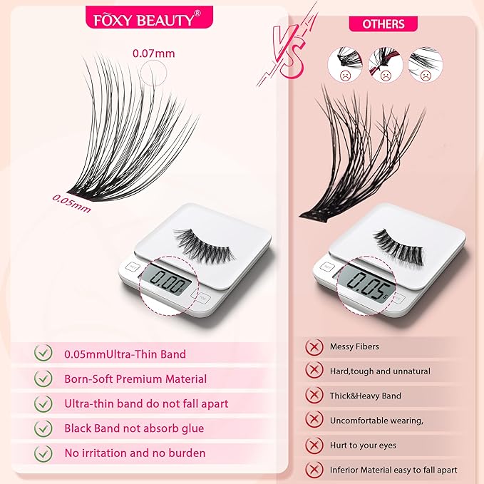 Lash Clusters - Lash Clusters Kit Lash Extension Kit with Lash Bond and Seal Cluster Eyelash Extensions Eyelash Clusters 20D30D40D50D-0.07D Lashes Clusters Eyelash Extension Kit DIY at Home Eyelashes-FemmiqueWomen