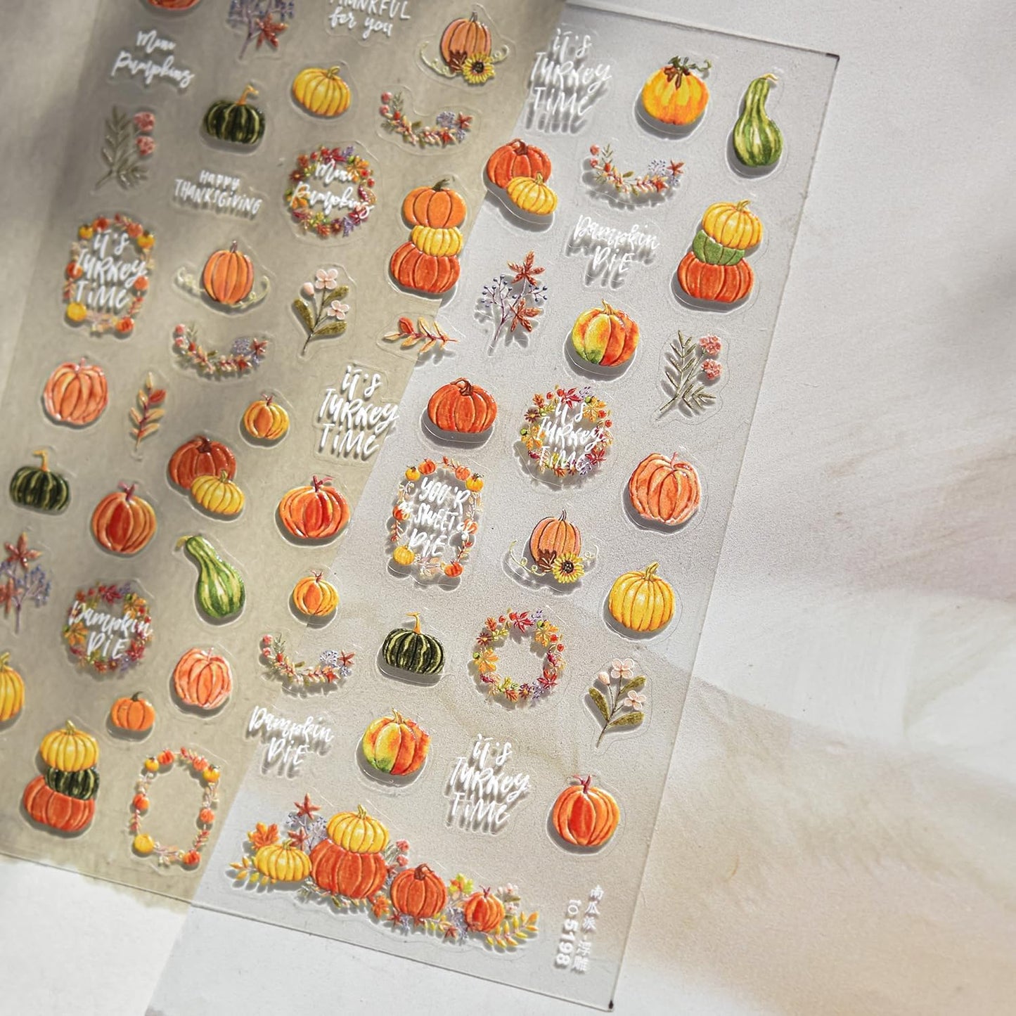 1 Sheets Embossed Pumpkin Nail Decals for Nail Art Thanksgiving Day Fall Nail Stickers 5D Self-Adhesive Autumn Leaf Nail Art Stickers Cute Pumpkins Nail Decal for Women DIY Manicure Decor-FemmiqueWomen