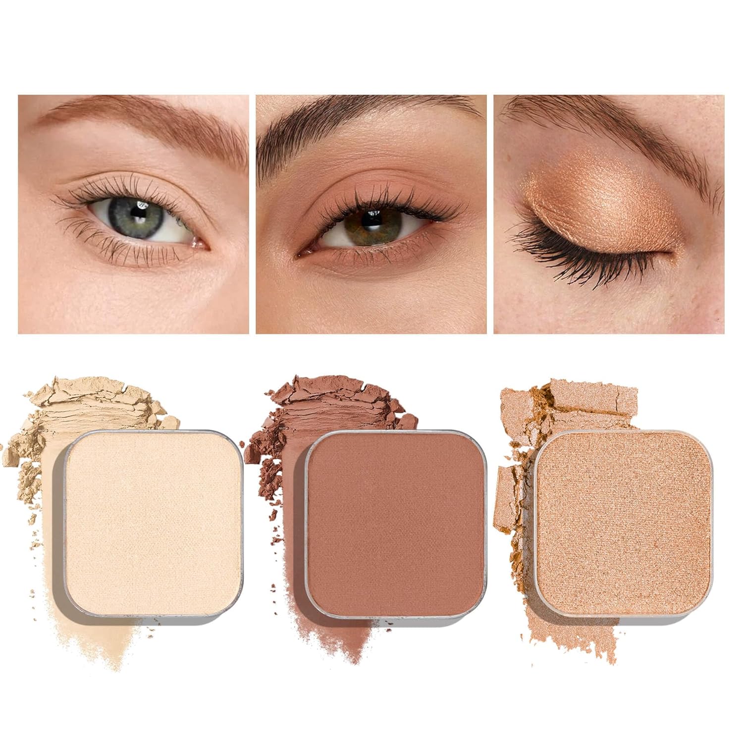 3-Color Eyeshadow Combo Pack – Matte & Shimmer Neutral Shades,Powder, Highly Pigmented, Long-Lasting, Refills Pans for Custom Magnetic Palette-FemmiqueWomen