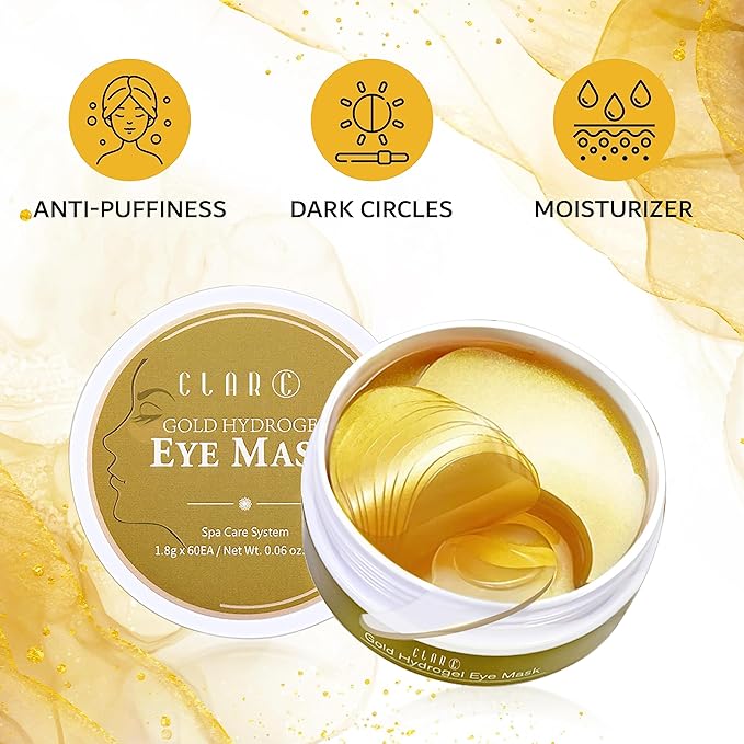 32 Pairs 24K Gold Under Eye Patches - Dark Circle & Puffy Eye Treatment - Anti-Aging Hydrogel for Wrinkle Reduction & Skin Rejuvenation - Reduces Wrinkles & Freshens Skin-FemmiqueWomen