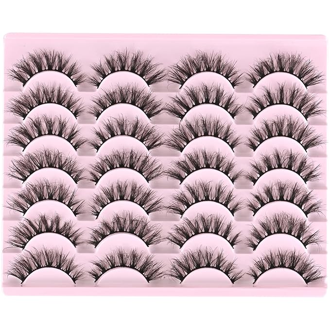 FARRED Lashes Natural Eyelashes Wispy Cat Eye False Lashes Fluffy Fake Eyelash Natural Look 14 Pairs Short Faux Mink Strip Eye Lash Pack for MUA and Beginners Daily Makeup (F4 | 9-16mm)-FemmiqueWomen