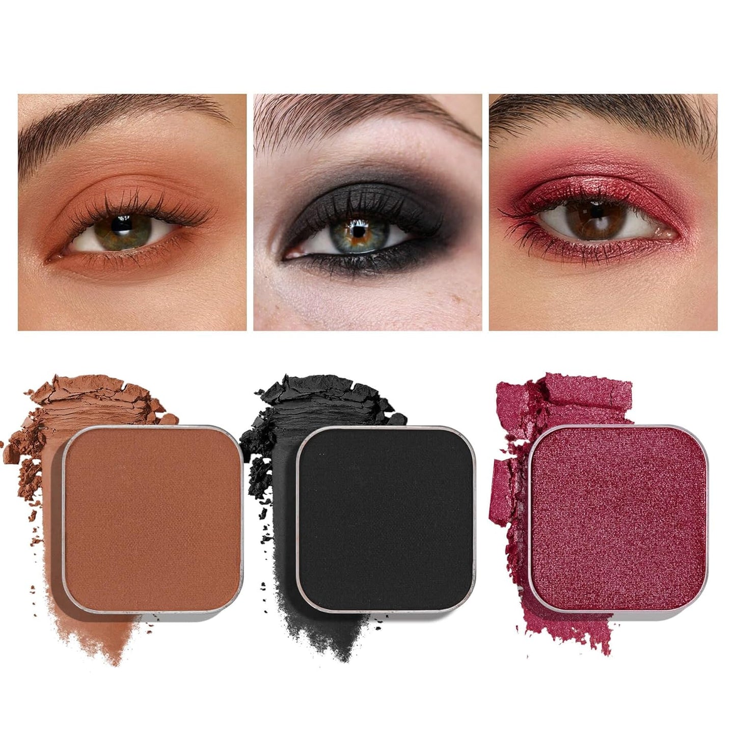 3-Color Eyeshadow Combo Pack – Matte & Shimmer Neutral Shades,Powder, Highly Pigmented, Long-Lasting, Refills Pans for Custom Magnetic Palette-FemmiqueWomen
