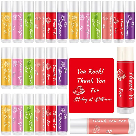 24 Pcs Lip Balm Gifts Bulk Thank You Gifts Employee Appreciation Gifts for Coworkers Moisturizer Assorted Flavors Natural Ingredients Dry Chapped Lip Care Gift for Women Men Teen-FemmiqueWomen