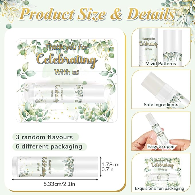 24 Set Thank You Gift Lip Balm Bulk Baby Shower Party Gifts Favors Lip Balms for Guests Bridal Shower Favor Girls Boys Gender Reveal Favors Souvenirs Party Supplies Thank You Gifts for Wedding-FemmiqueWomen