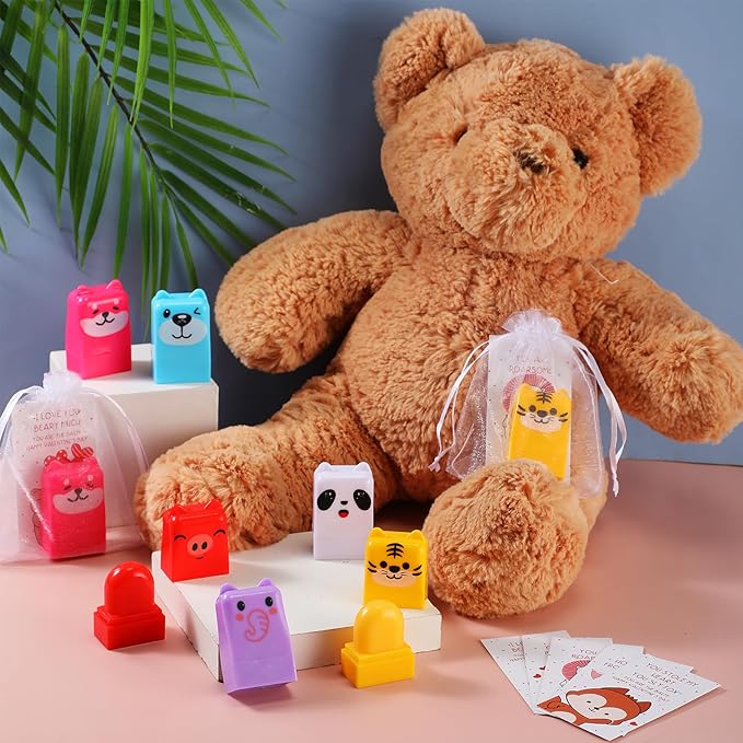 30 Sets Wild Animal Birthday Lip Balm Gifts Bulk Baby Shower Prizes Gift Girl Birthday Lip Balm Jungle Animal Party Favors for Preschool Toddler Boy Girl Classroom Prizes Classroom Prizes-FemmiqueWomen