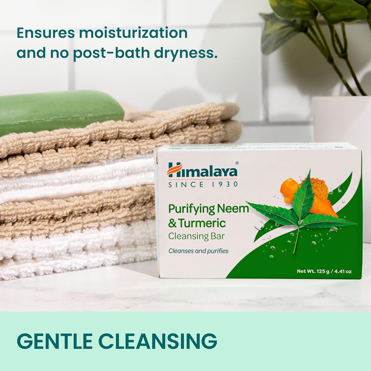 Himalaya Purifying Neem & Turmeric Cleansing Bar for Clean and Healthy Looking Skin, Free from Parabens, SLS and Phthalates, Gluten Free, Vegan, 125 g (4.41 oz), 6 Pack-FemmiqueWomen