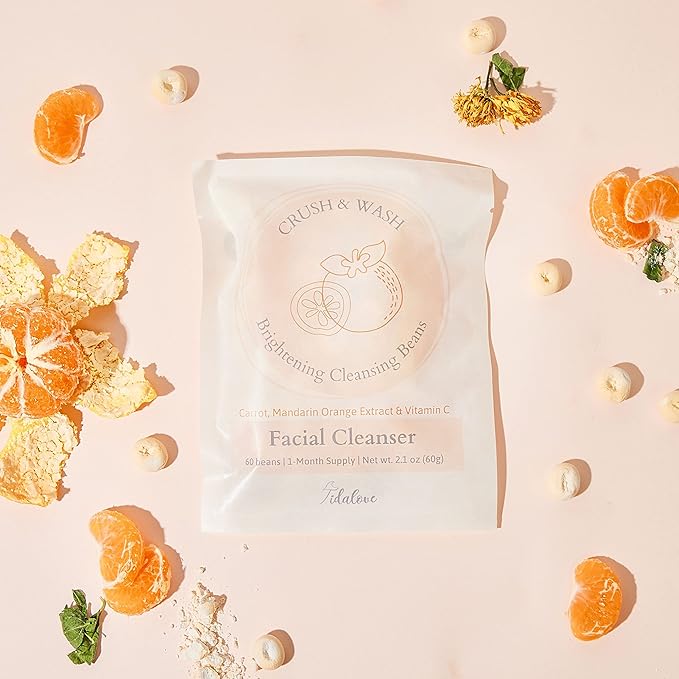 Daily 3 in 1 Facial Cleanser, Exfoliator and Wash-off Mask, Vegan, Cruelty Free, Plastic Free, Travel Friendly, 1 Month Supply Refill (60 Tablets) (Brightening)-FemmiqueWomen