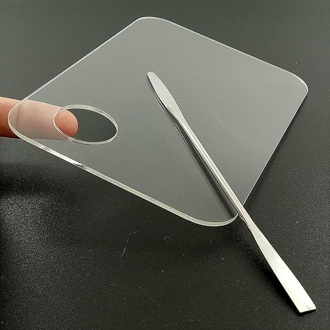 2 Pcs Acrylic Makeup Palette Makeup Mixing Tray with Makeup Spatula for Beauty Salon Color Cream Liquid Foundation Mixing Palette (Rectangular)-FemmiqueWomen