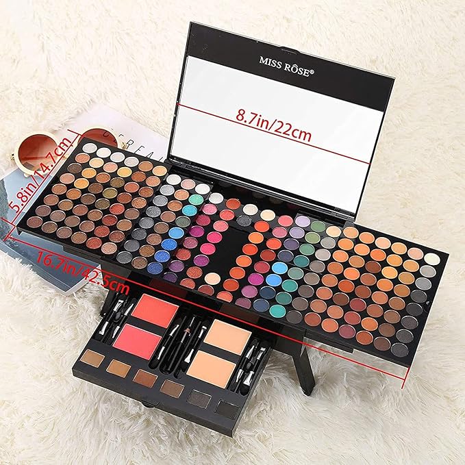 190 Colors Makeup Pallet,Professional Makeup Kit for Women Full Kit,All in One Makeup Sets for Women&Beginner,include Eyeshadow,Lipstick,Compact Powder,Eyeliner,Concealer(004-Black)-FemmiqueWomen