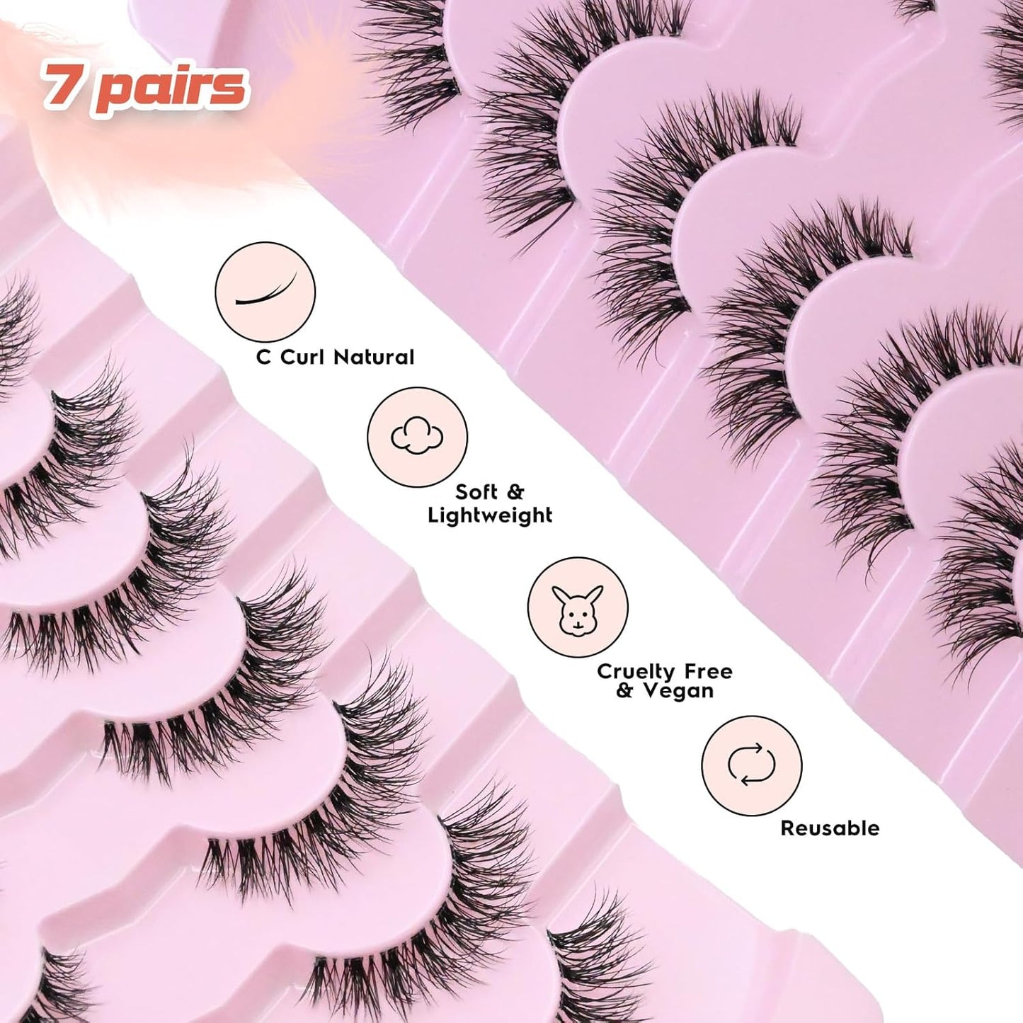 Eyelahses Wispy Lashes Cat Eye 10MM Short Lashes C Curl Soft Lash Strips Siligli-FemmiqueWomen