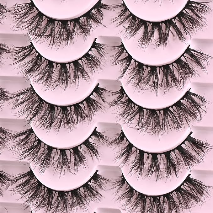 FARRED Lashes Natural Eyelashes Wispy Cat Eye False Lashes Fluffy Fake Eyelash Natural Look 14 Pairs Short Faux Mink Strip Eye Lash Pack for MUA and Beginners Daily Makeup (F4 | 9-16mm)-FemmiqueWomen