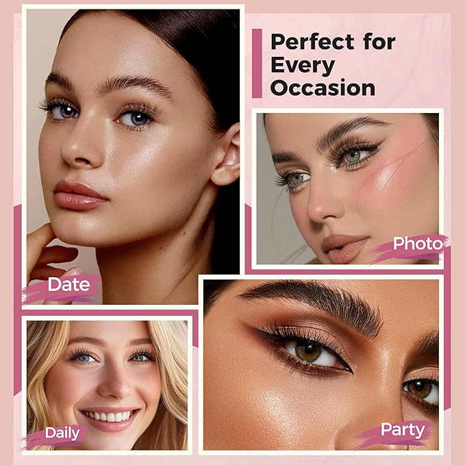 Fluffy Wispy Eyelashes 7 Pairs Natural Look Faux Mink Strip lashes, Lightweight D Curl Cat Eye Fake Lashes for Daily Wear, Reusable Eye Makeup Set-FemmiqueWomen