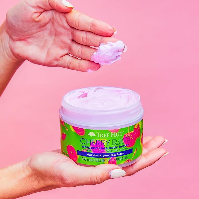Tree Hut Cherry Rave Whipped Shea Body Butter | Long-lasting Hydration Leaves Skin Feeling Soft & Moisturized | Limited Edition Fall | Nourishing Essential Body Care | 8.4 fl oz.-FemmiqueWomen
