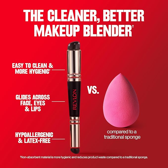 Revlon Dual Ended Jelly Makeup Blender Tool, Silicone Makeup Applicator for Blush, Bronzer, Concealer, Contour, Eyes, and Lips, 1 count-FemmiqueWomen