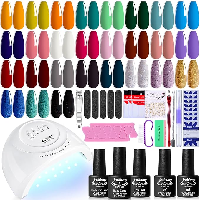 JEWHITENY 27 Colors Nail Polish Kit with U V Light, U V LED Nail Dryer Lamp Curing Gel Nail Polish Set Popular Gel Polish Set DIY at Home, Nail Manicure Tools-FemmiqueWomen