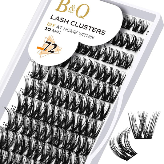 Lash Clusters B20 Mixed Tray Manga Lashes 72 Clusters Lashes B&Qaugen LASH DIY Eyelash Extensions C D Curl Wispy Spiky Eyelash Clusters Extensions Individual Lashes Cluster at Home (B20,D-8-16MIX)-FemmiqueWomen