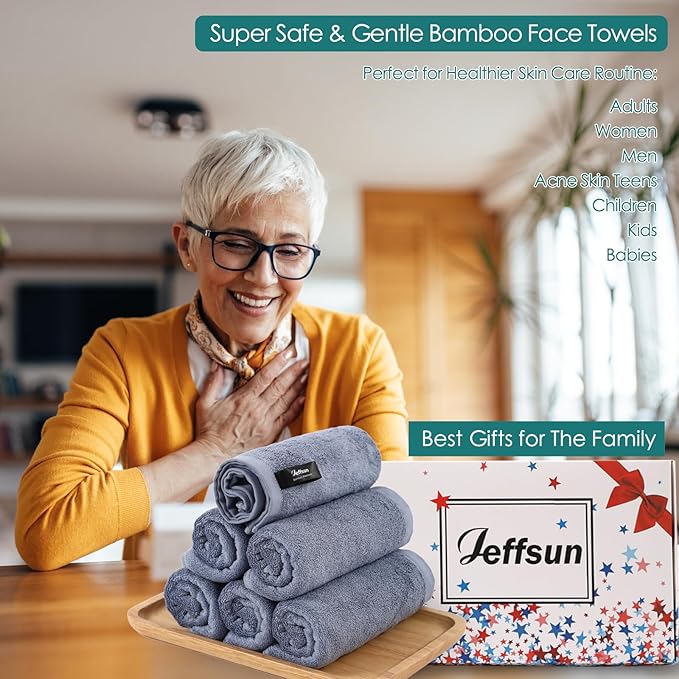 Wash Cloths 6 Pack, Reusable Makeup Remover Cloths, Super Soft and Gentle Face Towel for Sensitive Skin, 10x10 inch Small Face Washcloths, Easy to Rinse Quick Dry Slate Blue Facial Cleansing Cloths