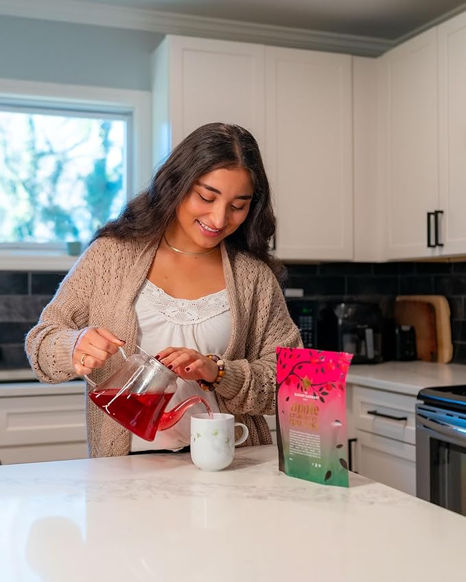 Apple Cranberry Harvest Tea, Organic Loose Leaf Herbal Tea – Real Fruit, Summer Juice, Caffeine-Free, Refreshing Sweet Iced Drink – 4 oz Resealable Bag (Makes 50 Cups)-FemmiqueWomen