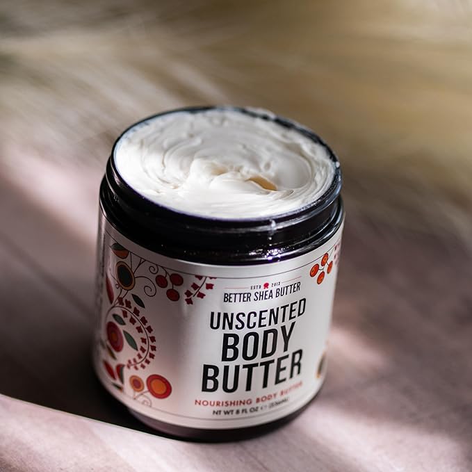 Unscented Body Butter for Dry Skin | with Raw Shea Butter and Jojoba Oil | Deep Moisturizer Safe for Sensitive Skin, Non Greasy, Fragrance Free | 8 oz-FemmiqueWomen